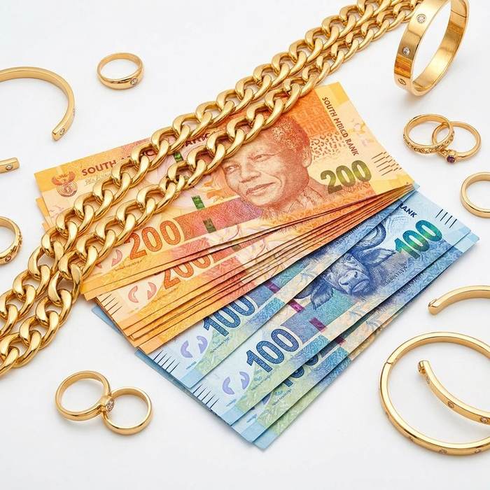 Gold jewellery and cash on hand