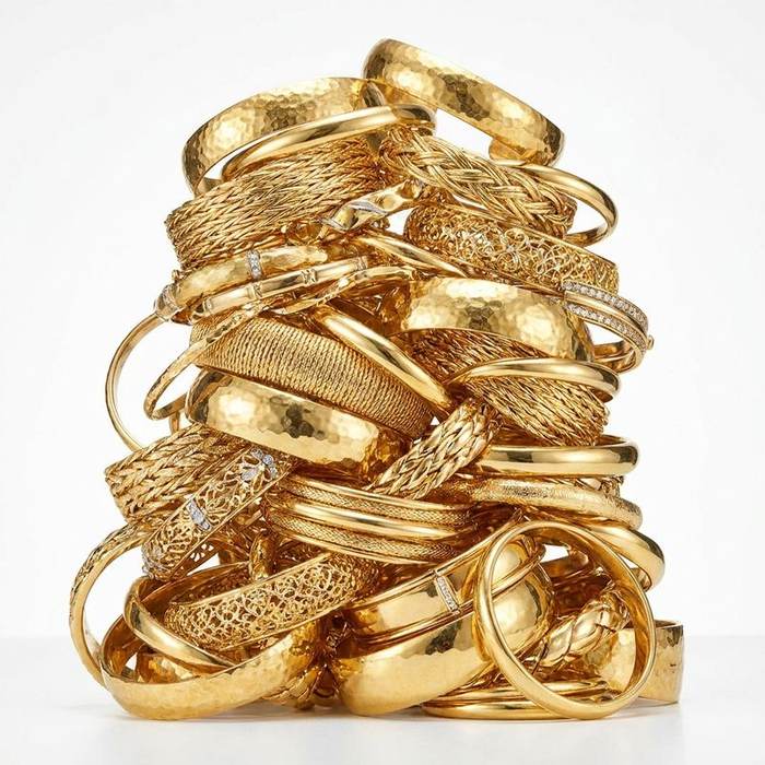 Gold bangles and bracelets ready for valuation